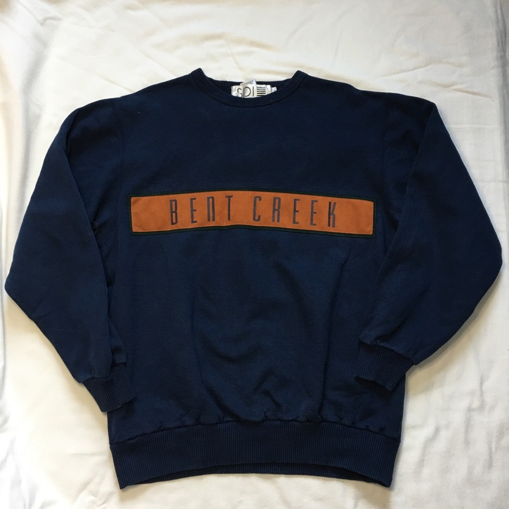 VTG 90s SDI Navy and Suede Bent Creek Golf Course Sweatshirt - Picture 1 of 11